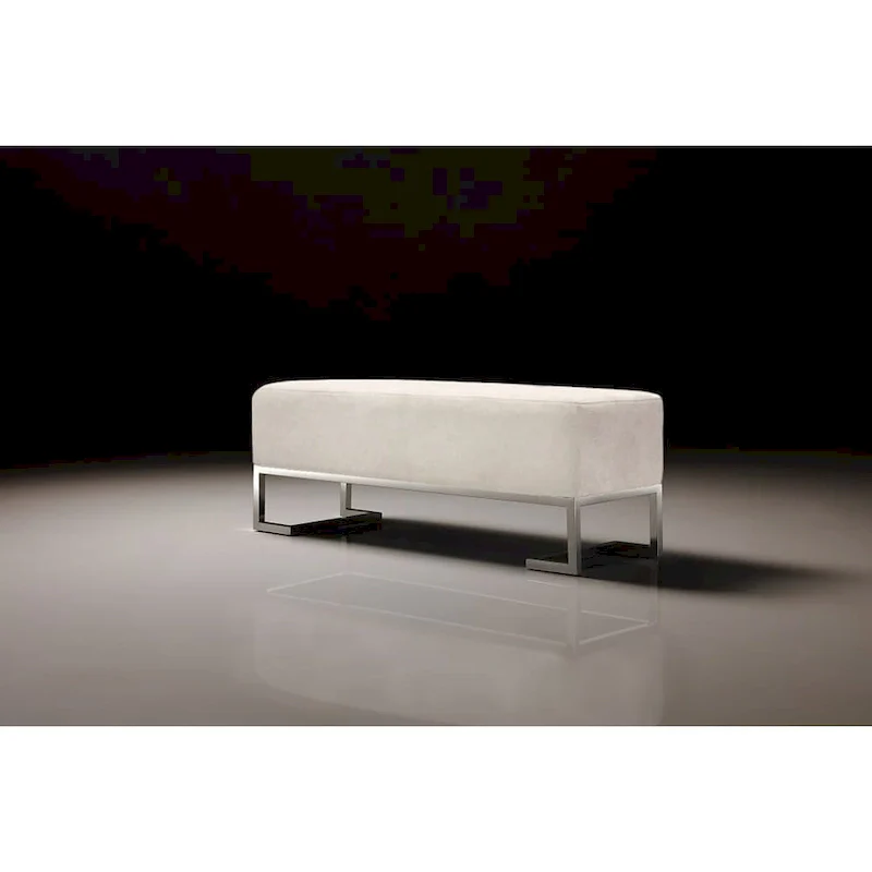 Pasargad Home Luxe Upholstered Stainless Steel Bench - W48xD16.5xH17.6