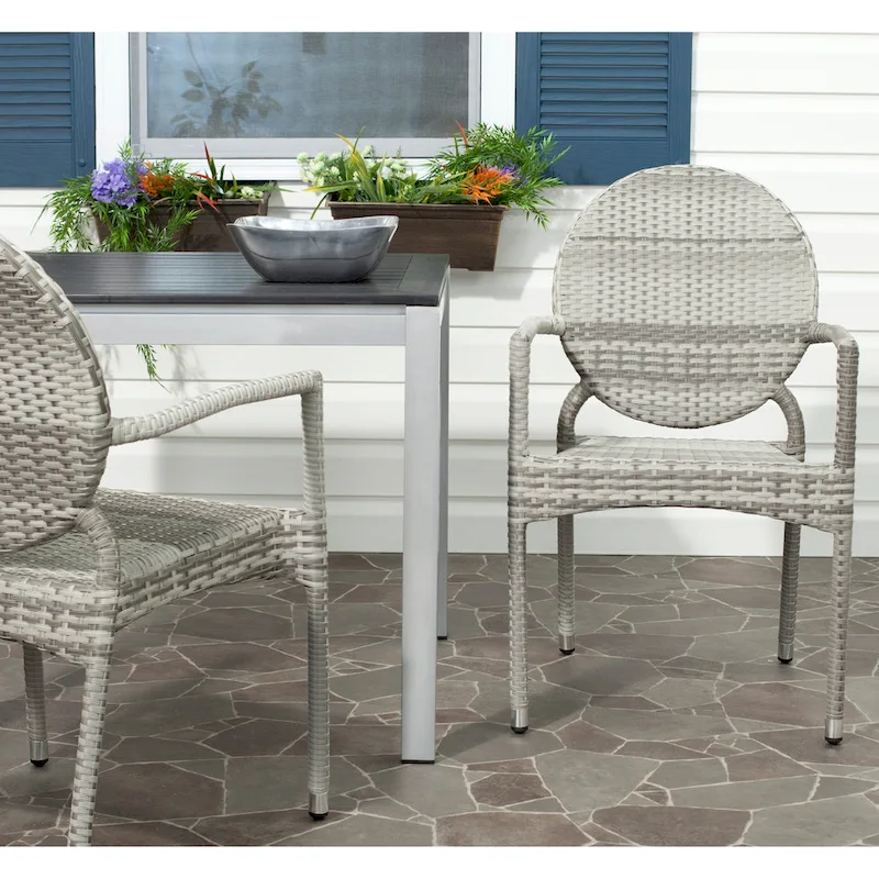 SAFAVIEH Valdez Grey Indoor/Outdoor Stackable Chairs (Set of 2) - 21W x 22D x 35H