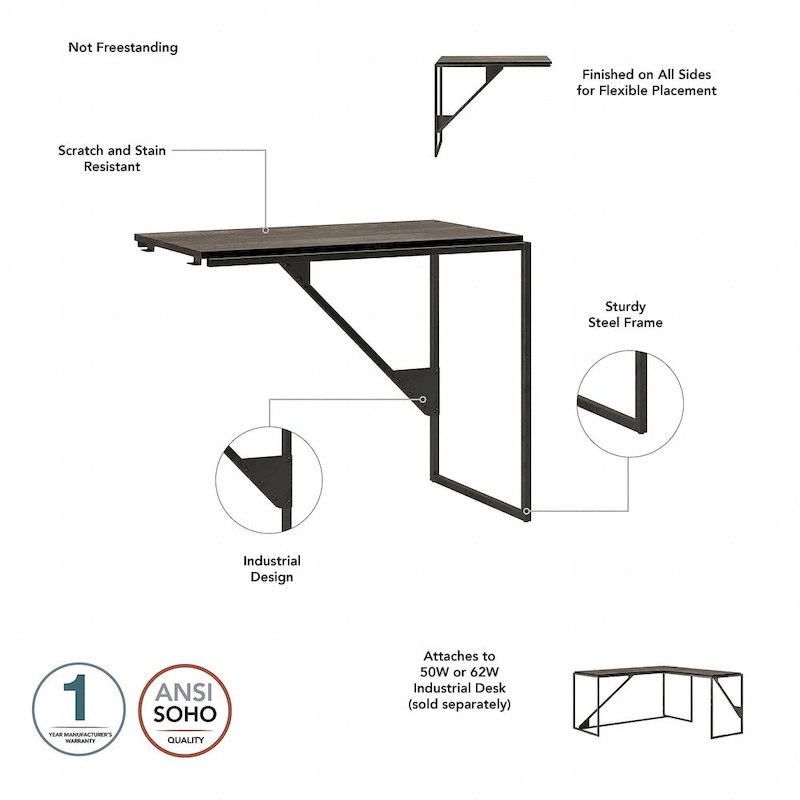Bush Furniture Refinery 62W L Shaped Industrial Office Desk