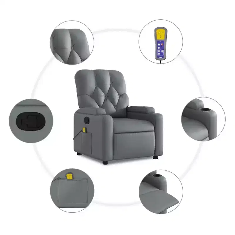 vidaXL Massage Recliner Chair Cream Faux Leather