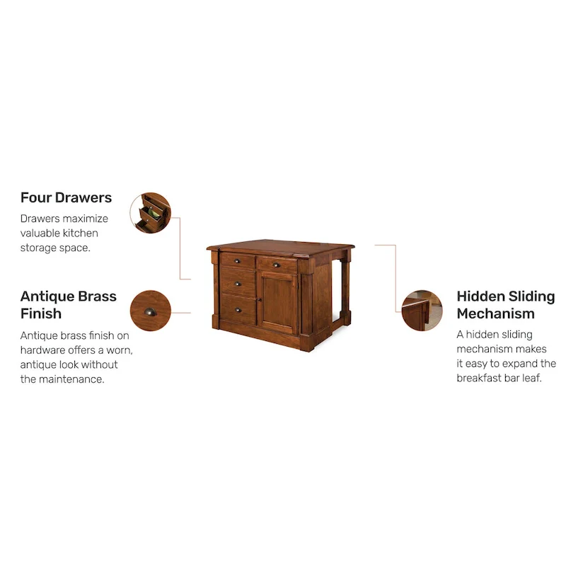 Homestyles Aspen Rustic Cherry Kitchen Island