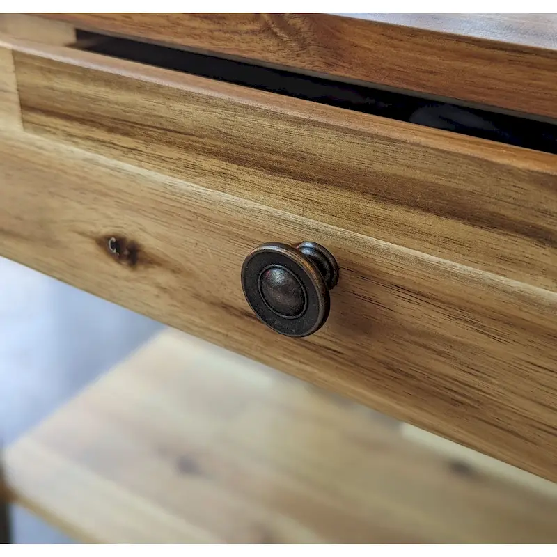 Solid Acacia Coffee Table with Drawer & Bottom Shelf