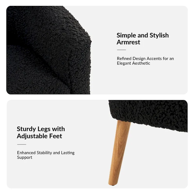 Sheila Modern 30 W Boucle Armchair with Solid Wood Legs Set of 2 by HULALA HOME