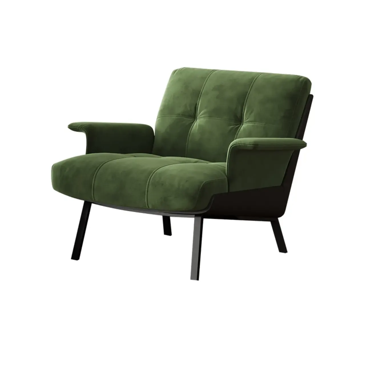 Art Deco Flannel Tufted Back Accent Chair with Arms