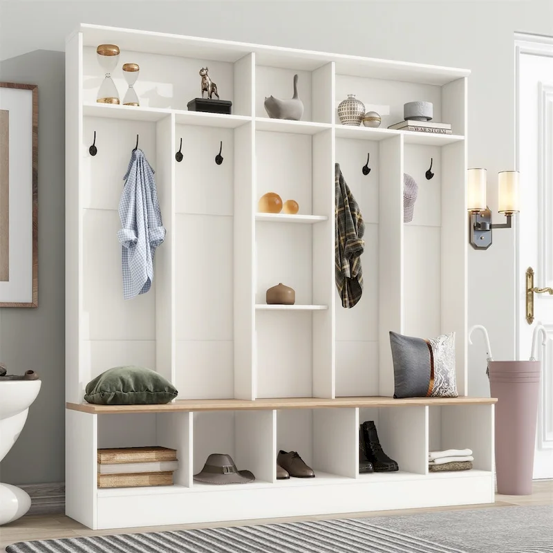 Wide Design Hall Tree with Storage Bench