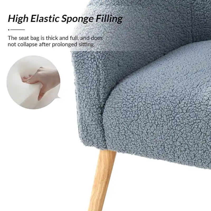 Sheila Modern 30 W Boucle Armchair with Solid Wood Legs Set of 2 by HULALA HOME