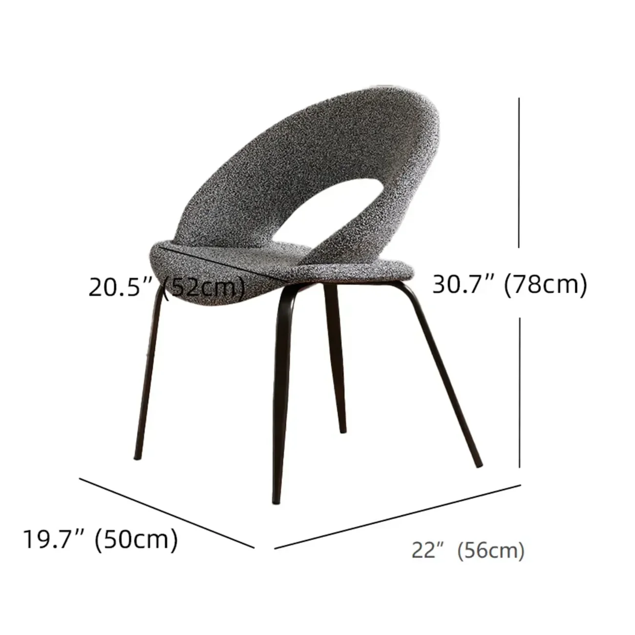 Mid Century Modern Linen Dining Chair with Steel Legs