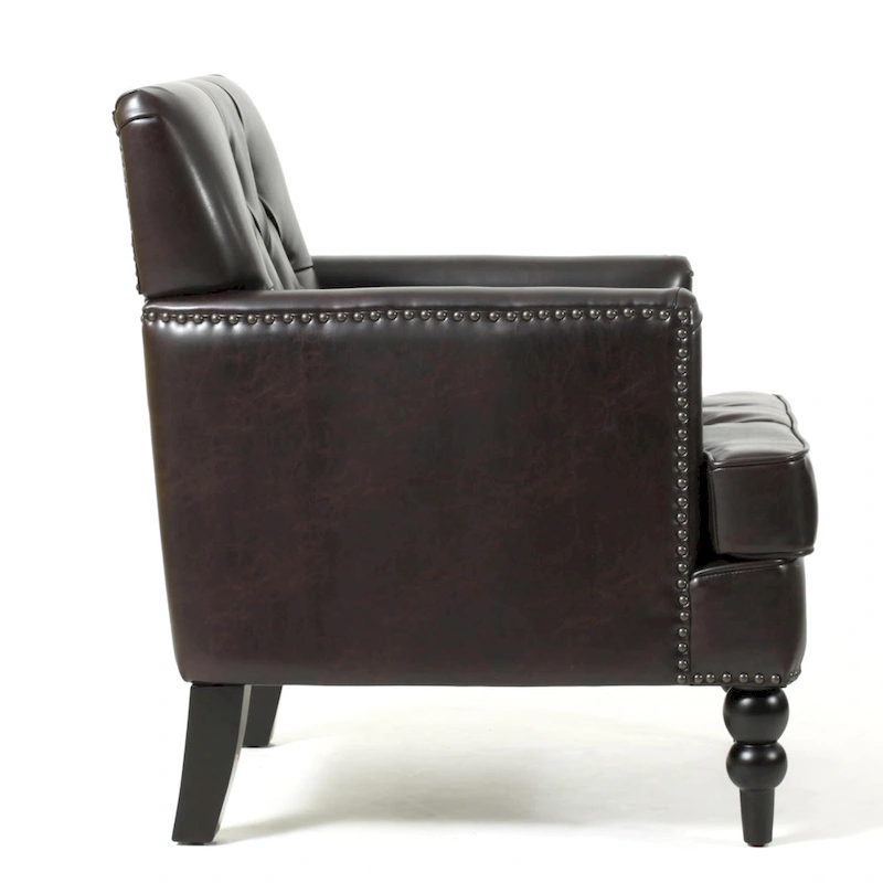 Malone Brown Leather Club Chair by Christopher Knight Home