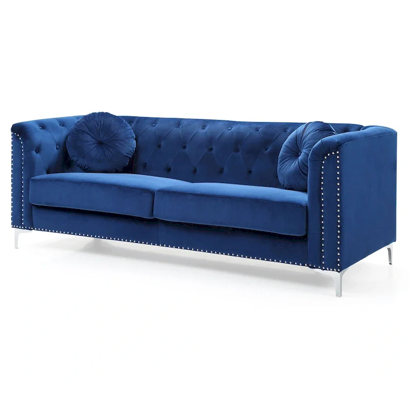 Pompano Velvet Button Tufted Sofa