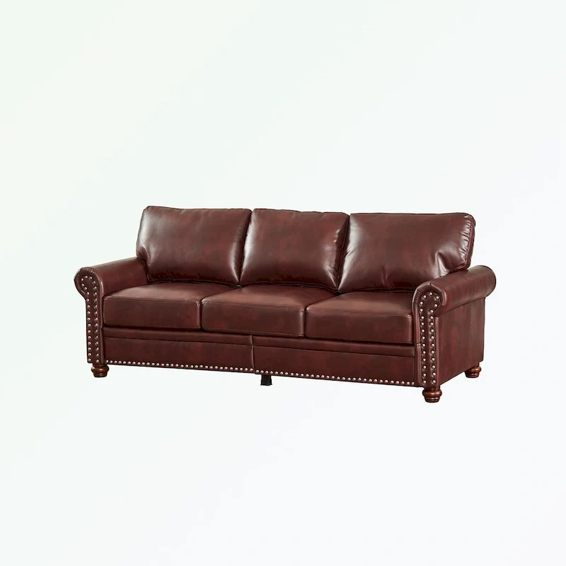 3 Seat Sofa with Rubber wood Legs and Nails finish