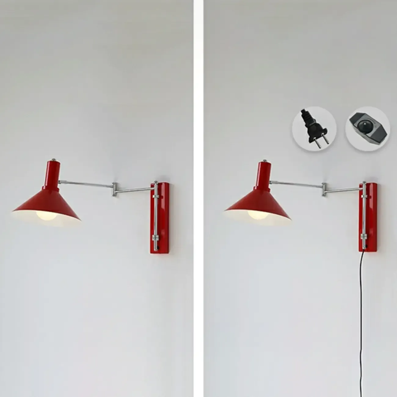 Metal Swing Arm Wall Light with Iron Shade