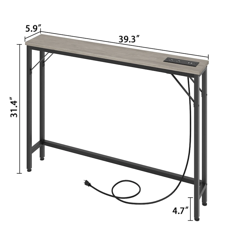5.9 Narrow Sofa Table with Outlets