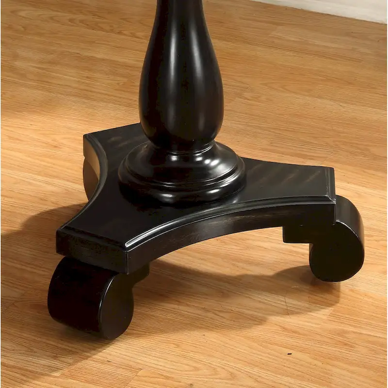 Rene Round Wood Pedestal End Table with Scrolled Legs