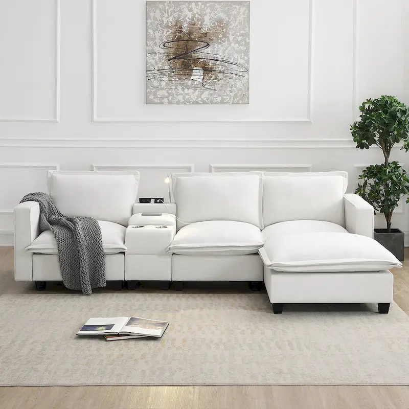 109 Chenille Modular Sectional Sofa with USB Console