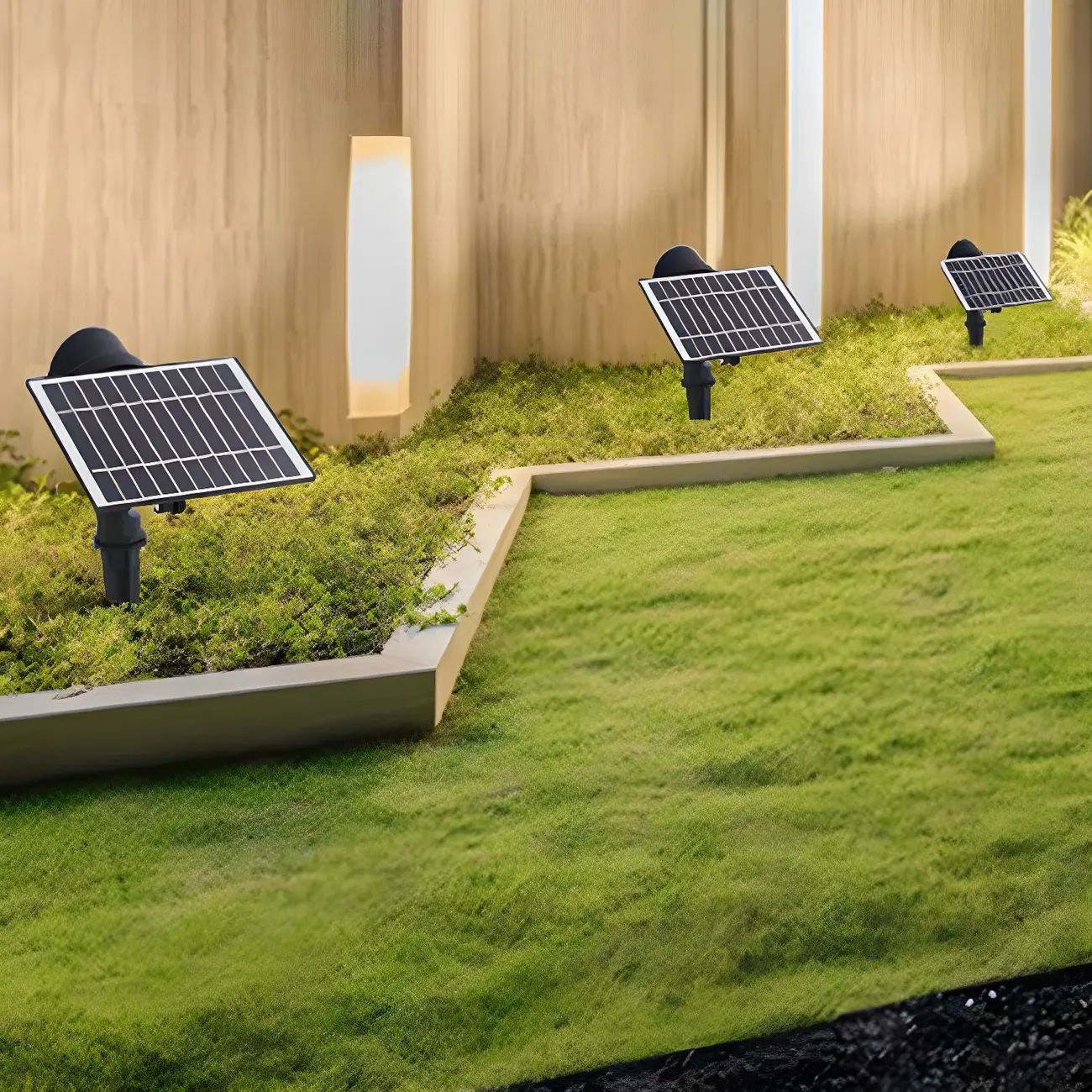 Modern Solar Black Adjustable Spike Landscape Lighting