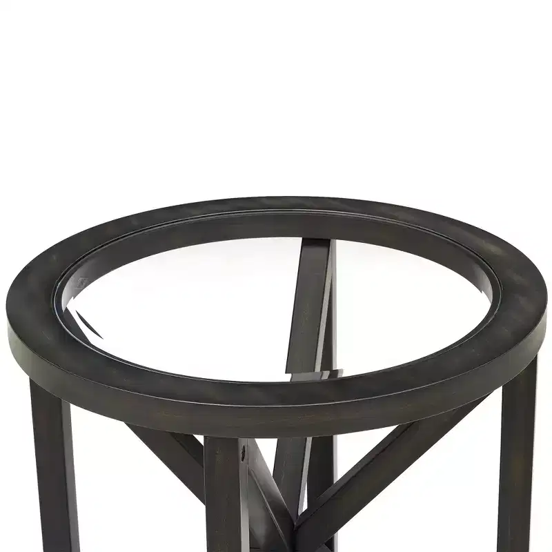 Round/Oval Coffee Table Glass End Table Cocktail Table Sofa Table Side Table Center Table, Black/Cherry-ModernLuxe