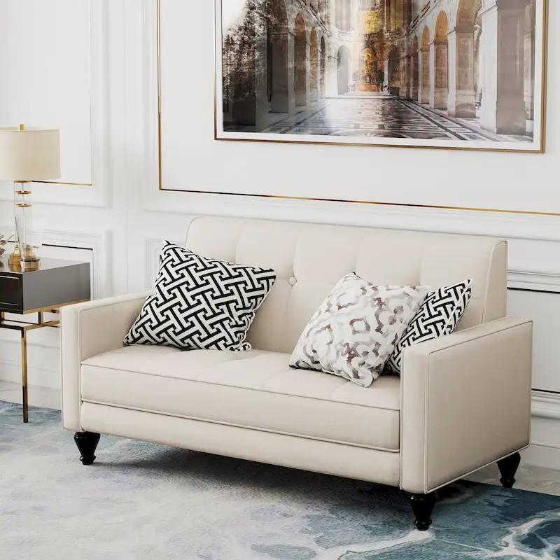 Love Seat Mini Couch Small Settee Loveseat Bench for Living Room Small Spaces, Upholstered Small Loveseat Sofa Couches with