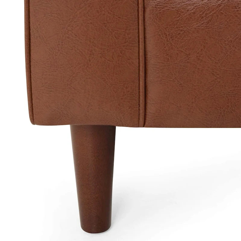 Modern 82.25 Faux Leather 3-Seater Sofa with Wood Legs