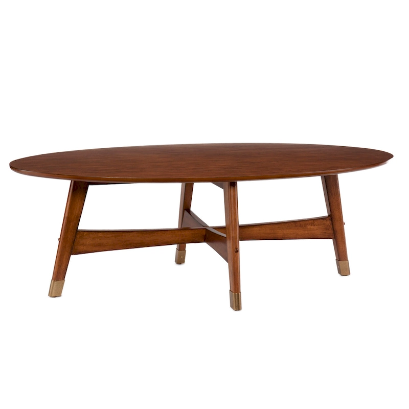 SEI Furniture Rhoda Mid Century Modern Oval Wood Coffee Table