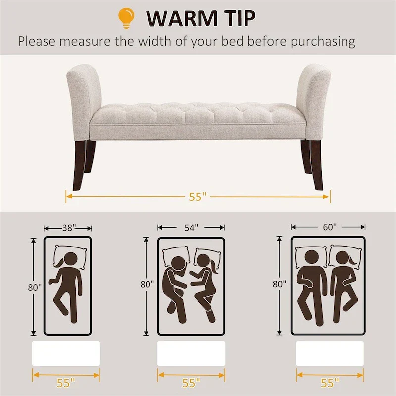 End of Bed Bench with Button Tufted Design,Upholstered Entryway Bench