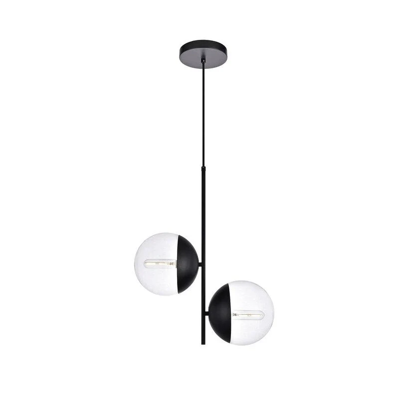 Modern 2-light 17-inch Double Bubble Pendant w/ Clear Glass