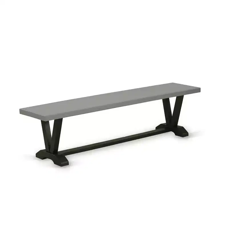 HomeStock Modern Dining Table Bench with Wood Seat, 72x15x18 Inch, Brushed Black