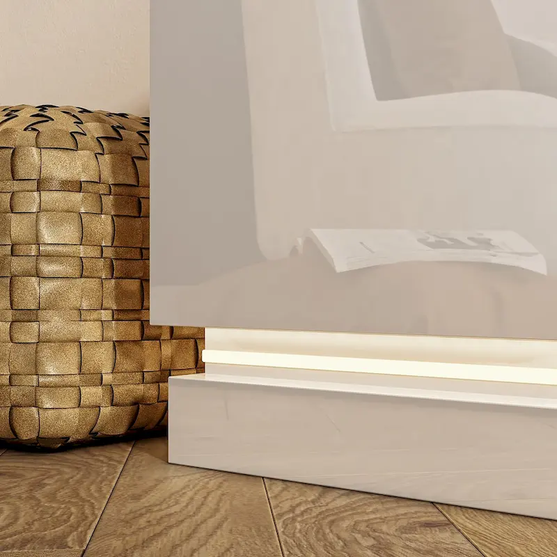 White LED TV Stand 70 TV High Gloss TV Entertainment Center Glass Top