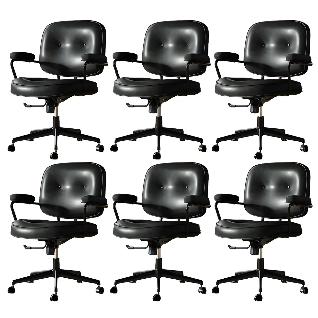 Industrial Leather Upholstered Height Adjustable Swivel Office Chair