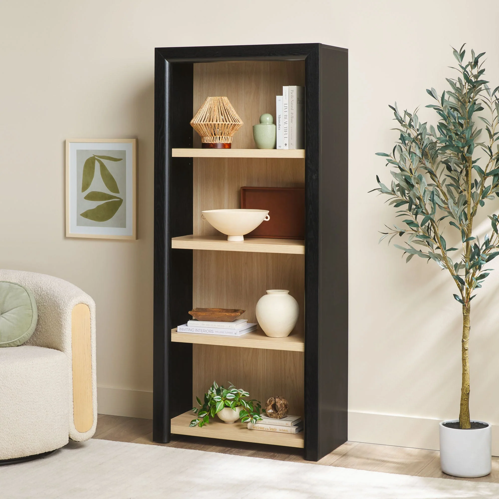 Amira Modern Wood Open Bookshelf