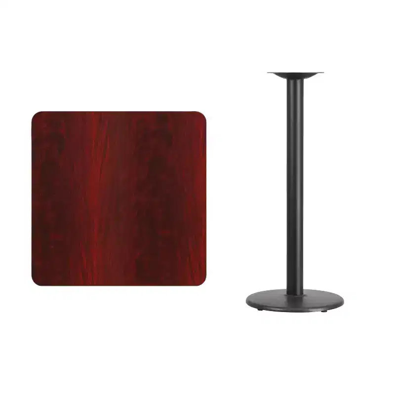 Emma and Oliver 30 Square Laminate Table Top with 18 Round Bar Height Table Base