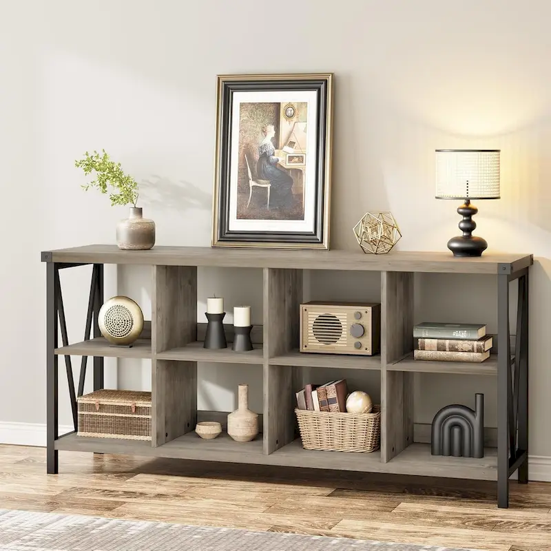 8 Cube Storage Organizer Bookcases, 3 Tier Metal Horizontal Bookcase