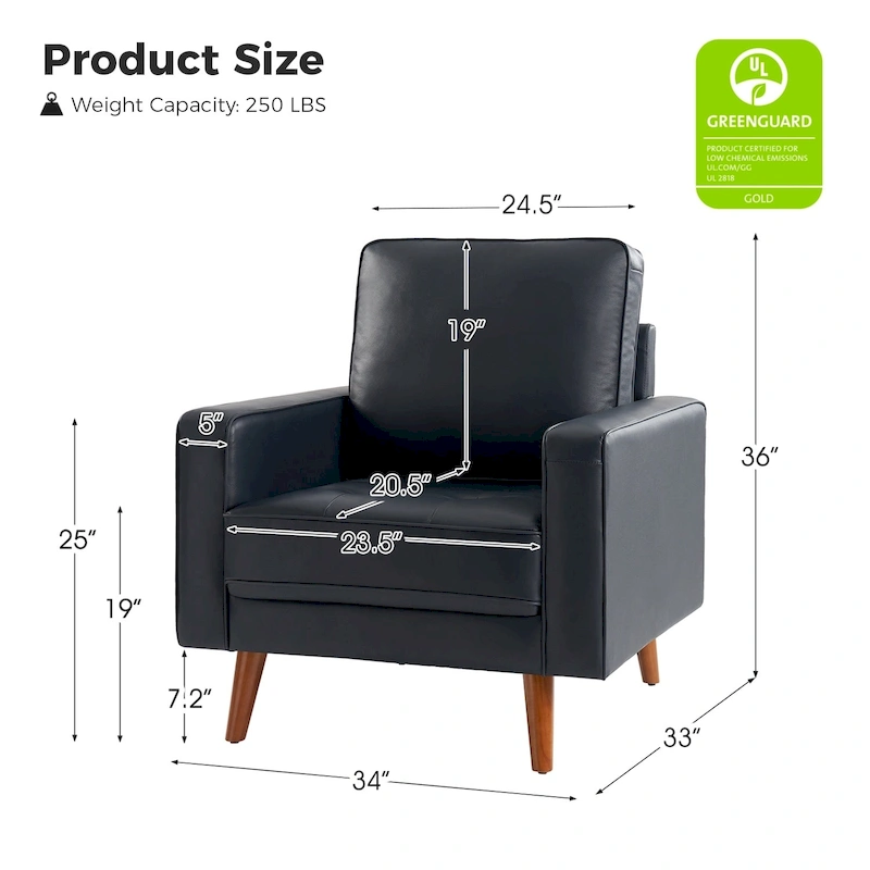 Elizabeth Mid-century Genuine Leather Arm Chair by HULALA HOME