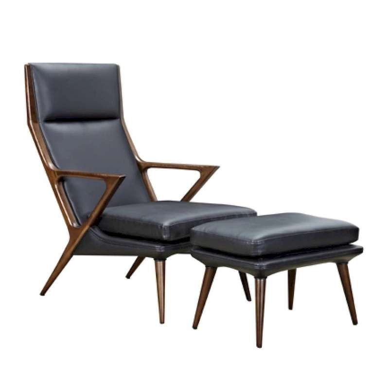 Modrest Fulton Modern Black Lounge Chair & Ottoman