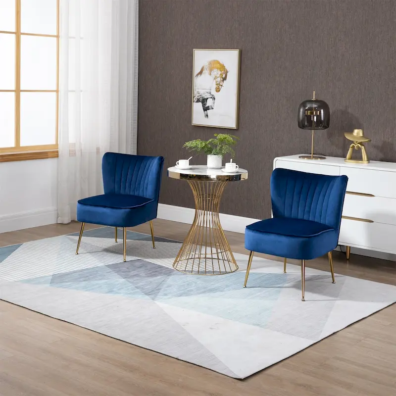 Velvet Upholstered Accent Side Chairs(Set of 2)