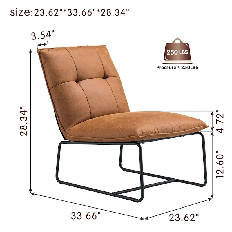 OVIOS Mid-Century Suede Fabric Armless Accent Chair