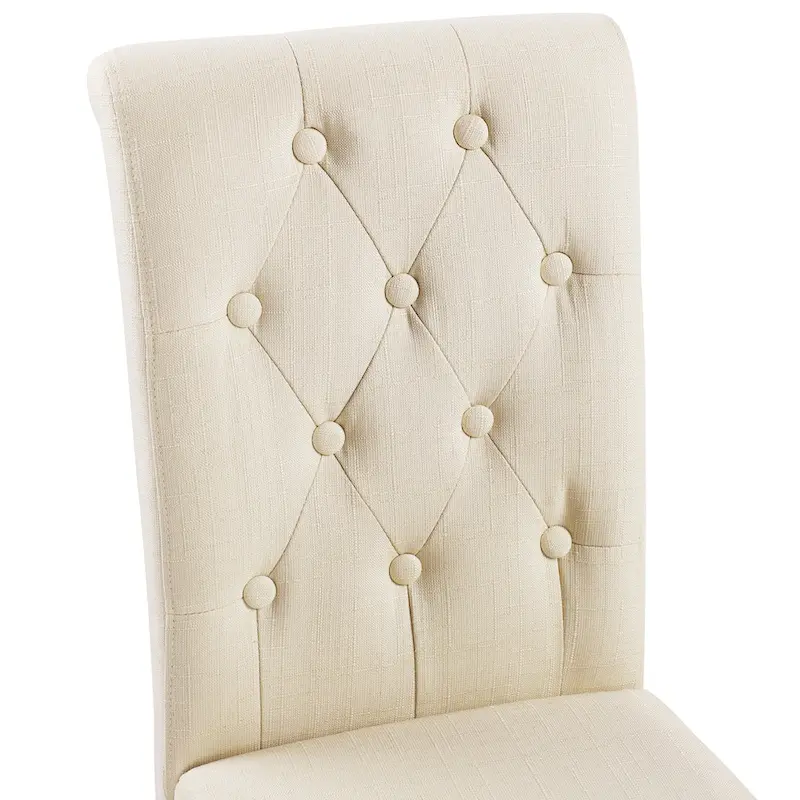 Fabric Upholstery Button Tufted Dining Chairs Set of 2