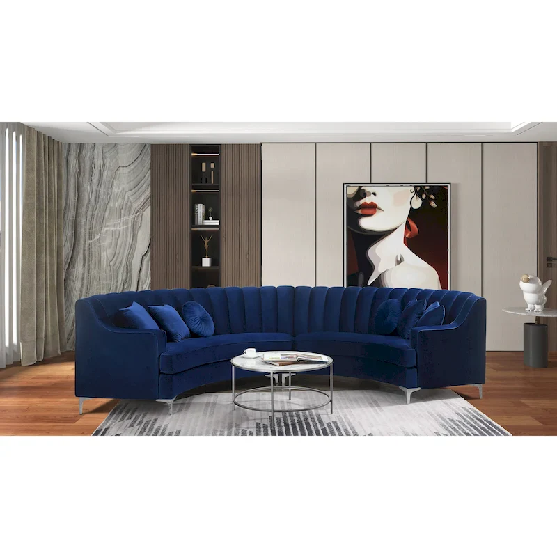 142Velvet Fabric Curve Sectional Sofa - 142