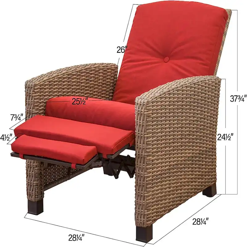 CUSchoice All-Weather Wicker Recliner with Cushion