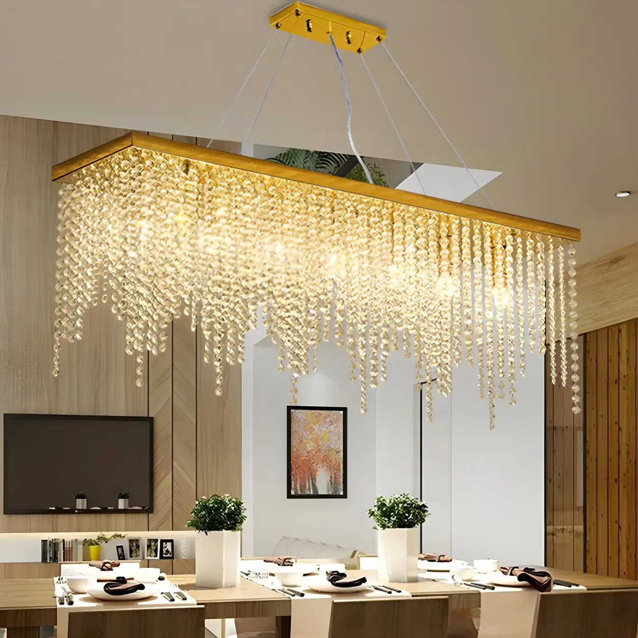 Kitchen Luxury Modern Gold Crystal Pendant Light