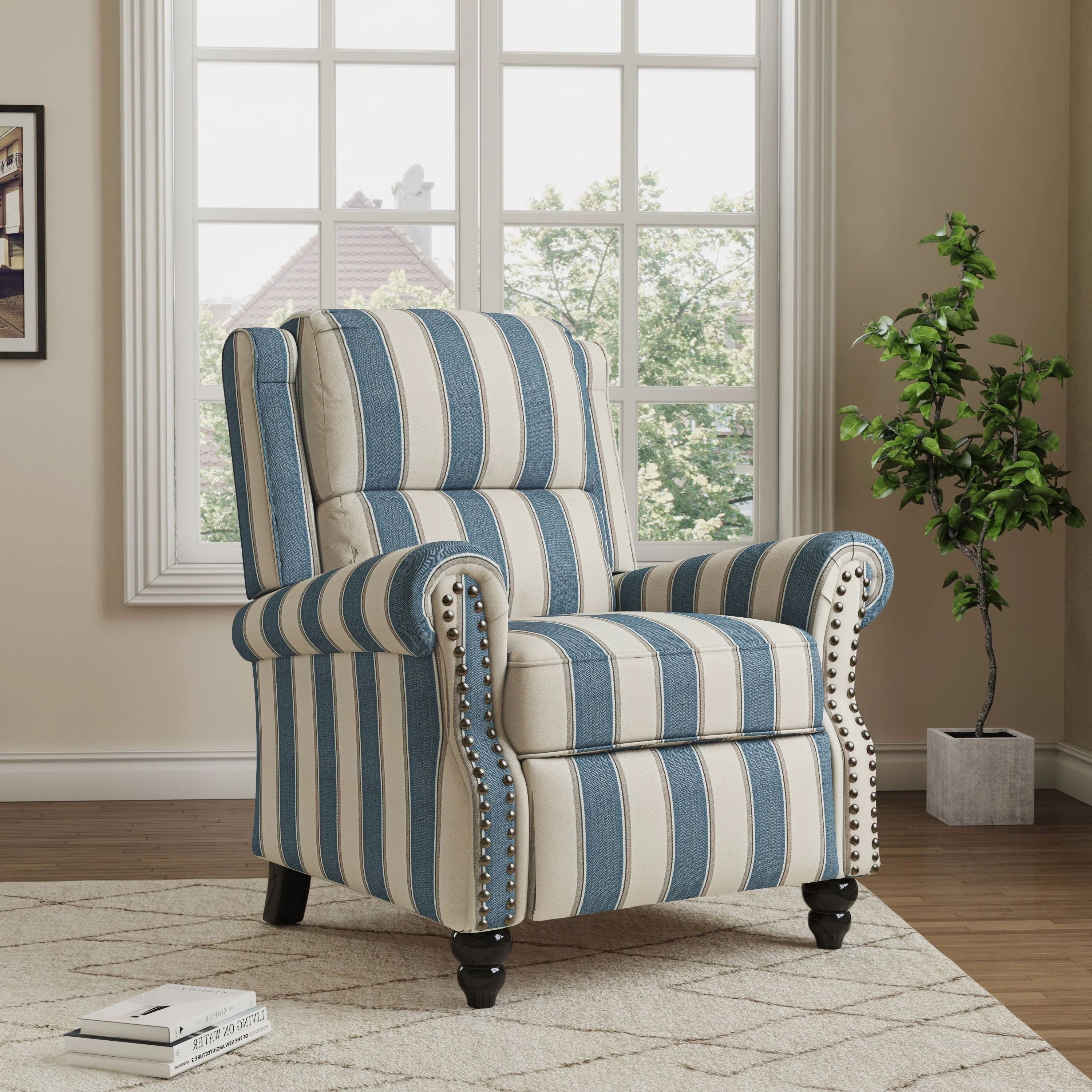 Manual Pushback Recliner Chairs with Nailhead Trim