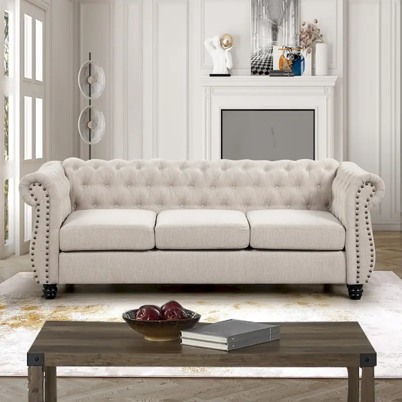 Morden Fort Chesterfield Tufted Velvet Sofa