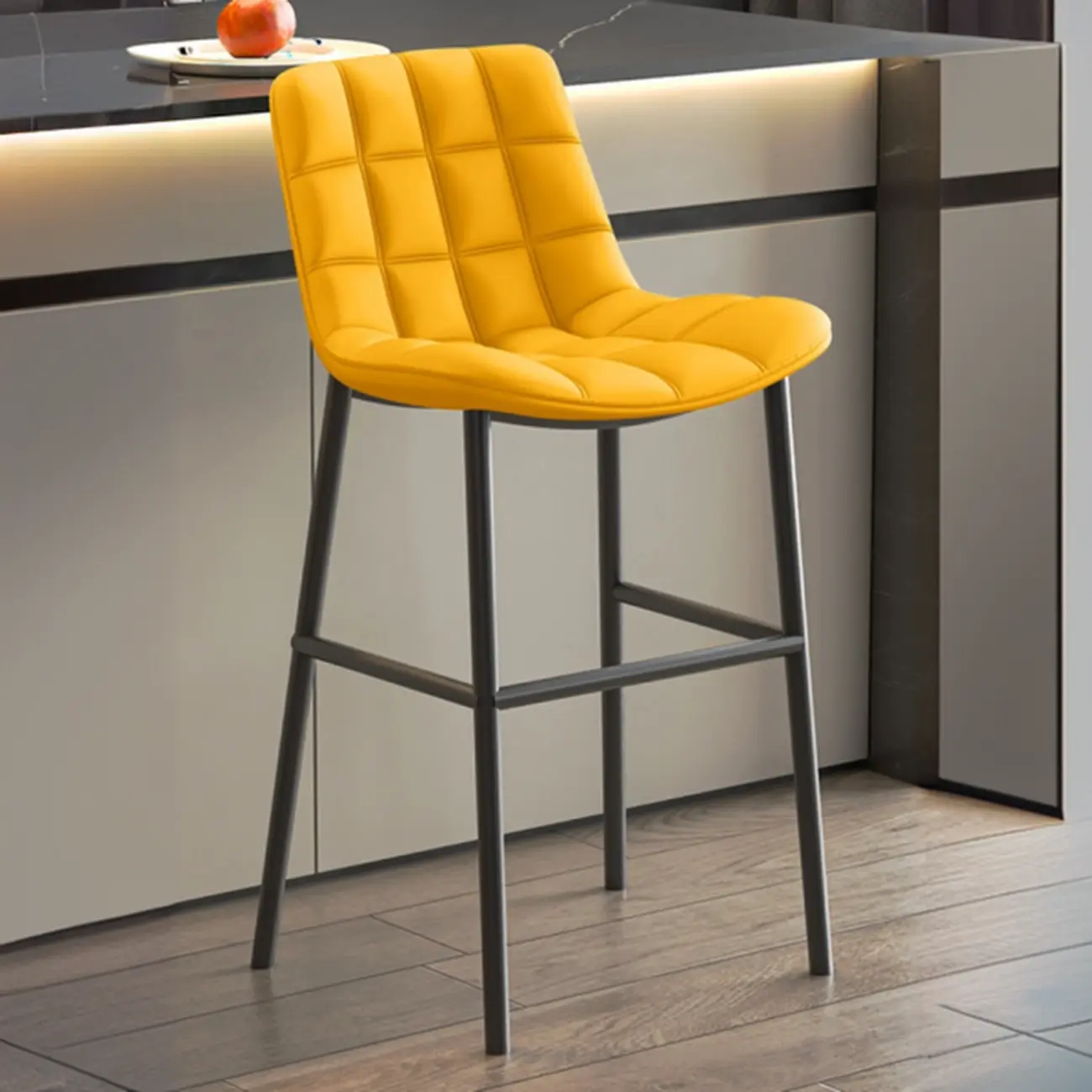 Concave Modern Low Back Leather Counter Bar Stools