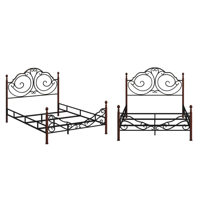 Graceful Scroll Bronze Metal Bed