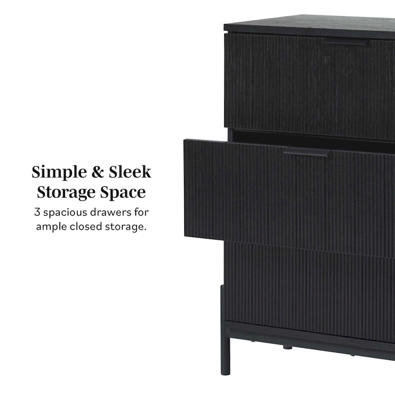 Middlebrook Designs Three Drawer Chest with Reeded Drawer Fronts