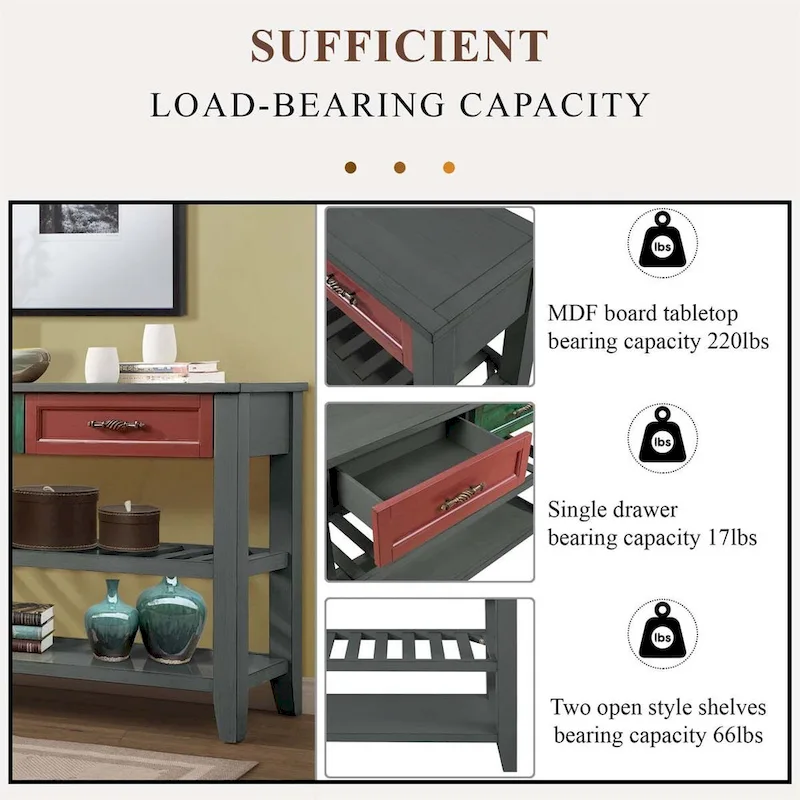 Mid-Century Style 42 Solid Wood Buffet Sideboard