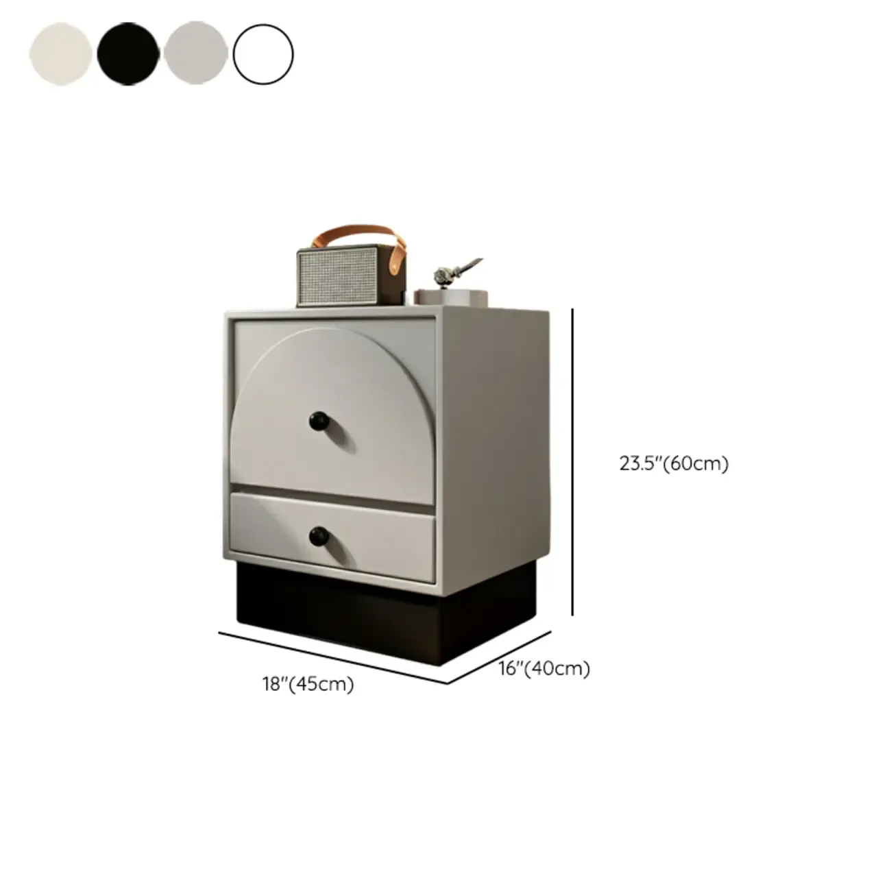 2 Drawers Modern Wood Off-White Nightstand