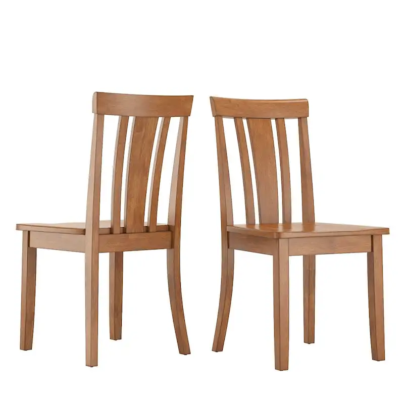 Slat Back Wood Dining Side Chairs  (Set of 2)