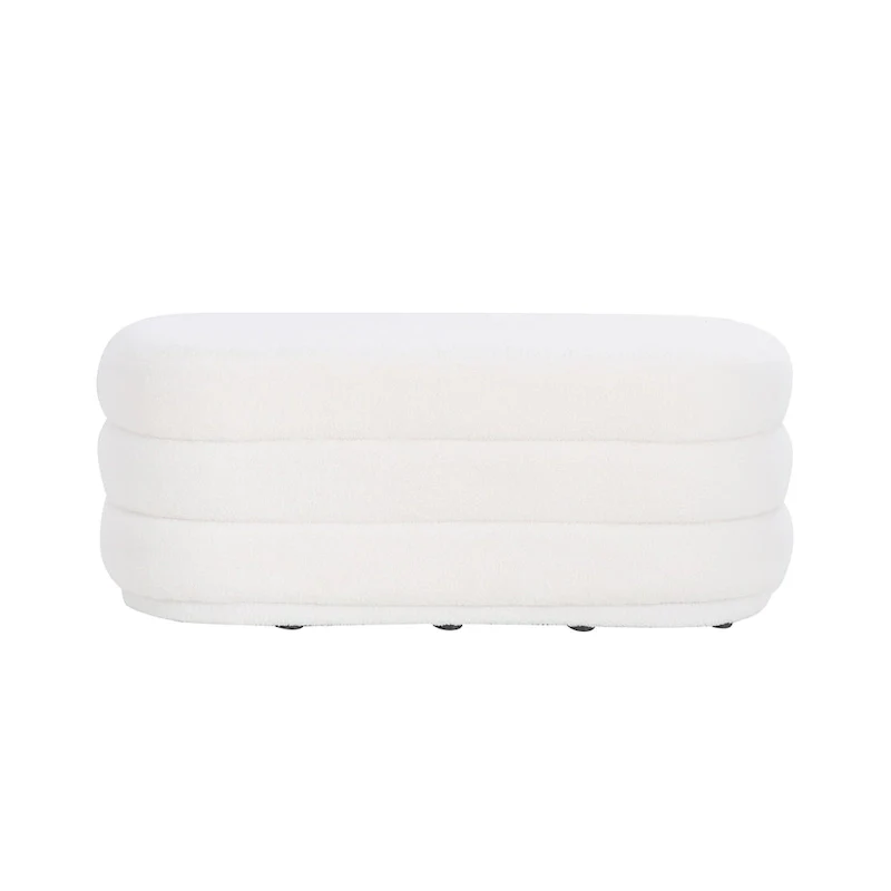 Halley White Oblong Sherpa Ottoman