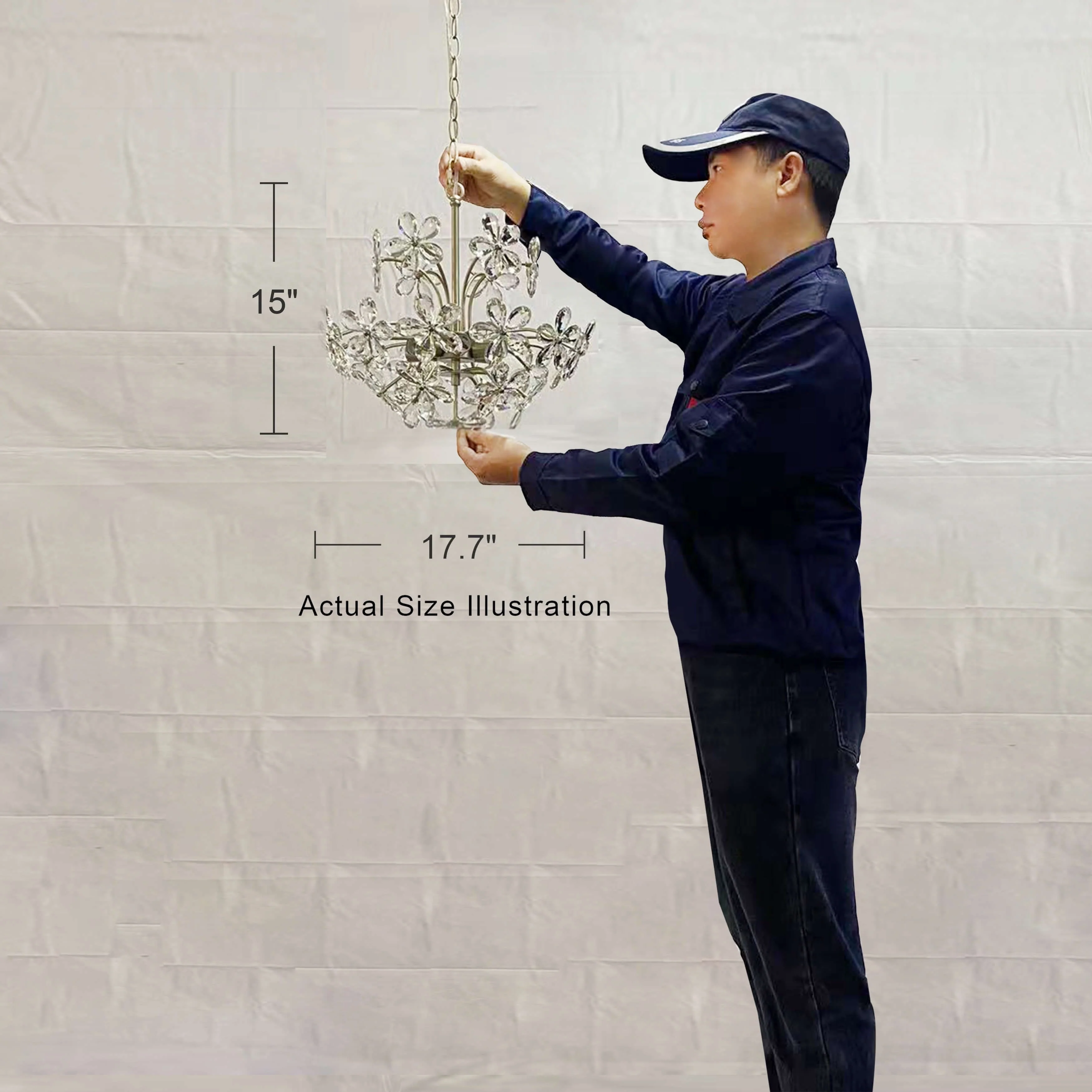 Rosa 6-Light Brushed Silver-ish Champagne Flower Crystal Chandelier