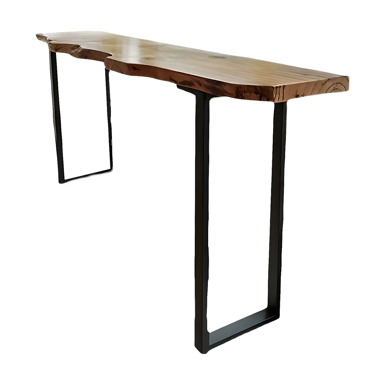 Modern Brown Wood Iron Sled Bar Table for Pub